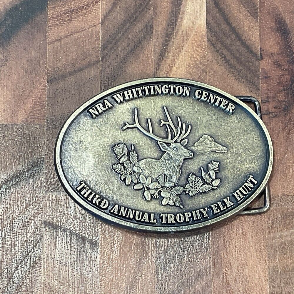 NRA Belt Buckle Whittington Center 3rd Annual Trophy Elk Hunt Guns Cowboy Rifle